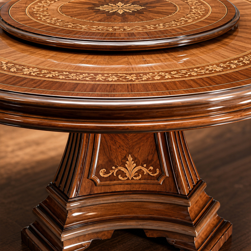 Aurelian Sunburst Marquetry Round Dining Table | Luxury French Neoclassical Lazy Susan Pedestal Table,EKAR FURNITURE CO.,LTD,Aurelian Sunburst Marquetry Round Dining Table | Luxury French Neoclassical Lazy Susan Pedestal Table,foshan furniture factory,custom Furniture factory,china furniture factory