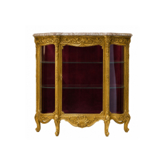 Chateau Tripartite Rococo Glass Vitrine | Luxury French Classical Gilt Marble-Top Display Cabinet - EKAR,MY SHOP,Chateau Tripartite Rococo Glass Vitrine | Luxury French Classical Gilt Marble-Top Display Cabinet - EKAR,foshan furniture factory,custom Furniture factory,china furniture factory