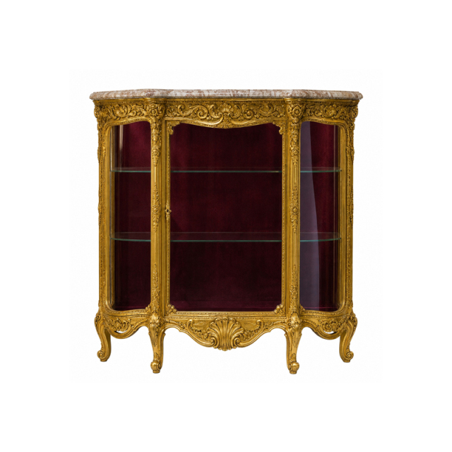 Chateau Tripartite Rococo Glass Vitrine | Luxury French Classical Gilt Marble-Top Display Cabinet - EKAR,MY SHOP,Chateau Tripartite Rococo Glass Vitrine | Luxury French Classical Gilt Marble-Top Display Cabinet - EKAR,foshan furniture factory,custom Furniture factory,china furniture factory