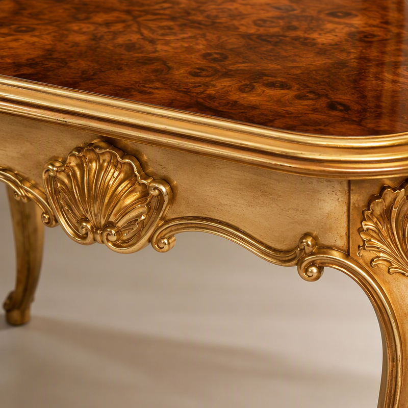 Aurelia French Style Gold Leaf Dining Table – Hand-Carved Burl Wood Luxury Table,MY SHOP,Aurelia French Style Gold Leaf Dining Table – Hand-Carved Burl Wood Luxury Table,foshan furniture factory,custom Furniture factory,china furniture factory