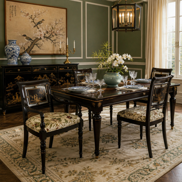 Celestial Garden Chinoiserie Panel-Back Armchair | Luxury French Oriental Black Lacquer Gold Artwork Seat,EKAR FURNITURE CO.,LTD,Celestial Garden Chinoiserie Panel-Back Armchair | Luxury French Oriental Black Lacquer Gold Artwork Seat,foshan furniture factory,custom Furniture factory,china furniture factory