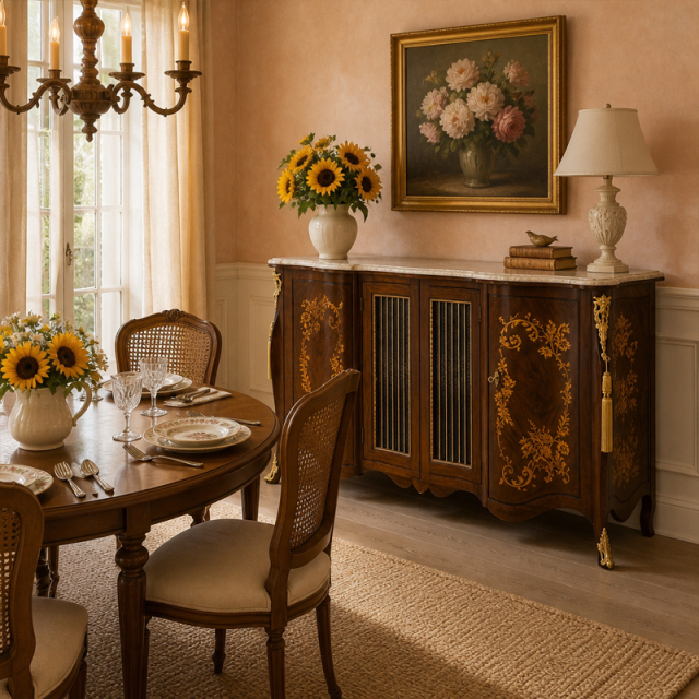 Fleur Dorée Marquetry Glass-Panel Sideboard | Luxury French Rococo Bowed Buffet with Marble Top - EKAR,EKAR FURNITURE CO.,LTD,Fleur Dorée Marquetry Glass-Panel Sideboard | Luxury French Rococo Bowed Buffet with Marble Top - EKAR,foshan furniture factory,custom Furniture factory,china furniture factory