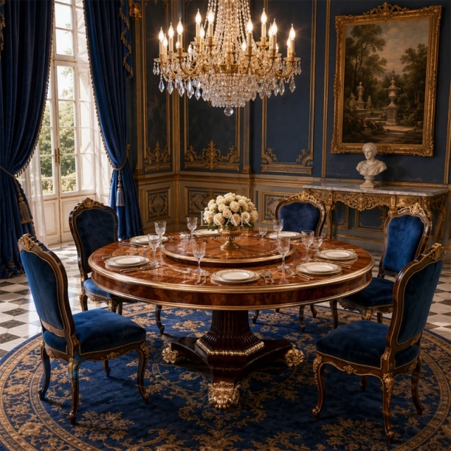 Aurelian Burl & Scroll Round Pedestal Dining Table | Luxury French Neoclassical Gilded Tripod Table - EKAR,EKAR FURNITURE CO.,LTD,Aurelian Burl & Scroll Round Pedestal Dining Table | Luxury French Neoclassical Gilded Tripod Table - EKAR,foshan furniture factory,custom Furniture factory,china furniture factory