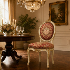 Chateau Rouge Damask Oval-Back Dining Chair | Luxury French Louis XV Gilded Accent Seating - EKAR,EKAR FURNITURE CO.,LTD,Chateau Rouge Damask Oval-Back Dining Chair | Luxury French Louis XV Gilded Accent Seating - EKAR,foshan furniture factory,custom Furniture factory,china furniture factory