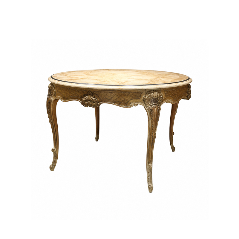 Versailles Gilded Marble-Top Round Dining Table | Luxury French Rococo Shell-Carved Pedestal Table - EKAR,EKAR FURNITURE CO.,LTD,Versailles Gilded Marble-Top Round Dining Table | Luxury French Rococo Shell-Carved Pedestal Table - EKAR,foshan furniture factory,custom Furniture factory,china furniture factory