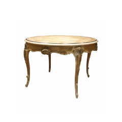 Versailles Gilded Marble-Top Round Dining Table | Luxury French Rococo Shell-Carved Pedestal Table - EKAR,EKAR FURNITURE CO.,LTD,Versailles Gilded Marble-Top Round Dining Table | Luxury French Rococo Shell-Carved Pedestal Table - EKAR,foshan furniture factory,custom Furniture factory,china furniture factory