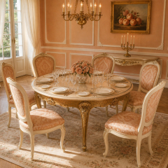 Versailles Gilded Marble-Top Round Dining Table | Luxury French Rococo Shell-Carved Pedestal Table - EKAR,EKAR FURNITURE CO.,LTD,Versailles Gilded Marble-Top Round Dining Table | Luxury French Rococo Shell-Carved Pedestal Table - EKAR,foshan furniture factory,custom Furniture factory,china furniture factory