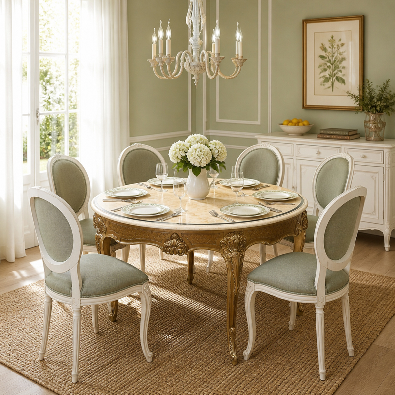 Versailles Gilded Marble-Top Round Dining Table | Luxury French Rococo Shell-Carved Pedestal Table - EKAR,EKAR FURNITURE CO.,LTD,Versailles Gilded Marble-Top Round Dining Table | Luxury French Rococo Shell-Carved Pedestal Table - EKAR,foshan furniture factory,custom Furniture factory,china furniture factory
