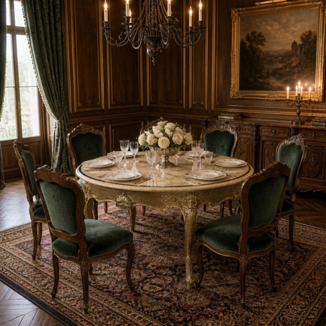 Versailles Gilded Marble-Top Round Dining Table | Luxury French Rococo Shell-Carved Pedestal Table - EKAR,EKAR FURNITURE CO.,LTD,Versailles Gilded Marble-Top Round Dining Table | Luxury French Rococo Shell-Carved Pedestal Table - EKAR,foshan furniture factory,custom Furniture factory,china furniture factory