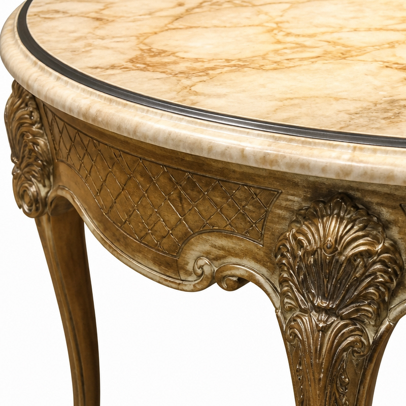 Versailles Gilded Marble-Top Round Dining Table | Luxury French Rococo Shell-Carved Pedestal Table - EKAR,EKAR FURNITURE CO.,LTD,Versailles Gilded Marble-Top Round Dining Table | Luxury French Rococo Shell-Carved Pedestal Table - EKAR,foshan furniture factory,custom Furniture factory,china furniture factory