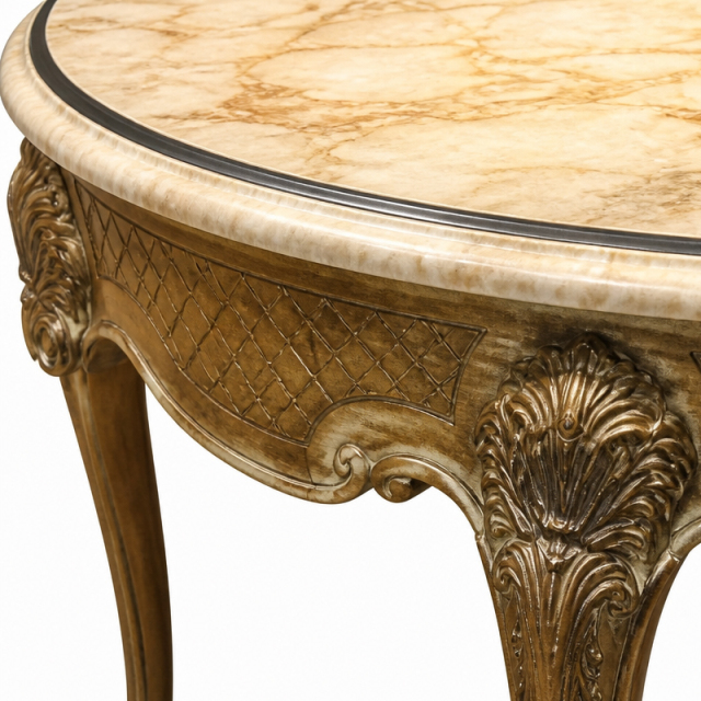 Versailles Gilded Marble-Top Round Dining Table | Luxury French Rococo Shell-Carved Pedestal Table - EKAR,EKAR FURNITURE CO.,LTD,Versailles Gilded Marble-Top Round Dining Table | Luxury French Rococo Shell-Carved Pedestal Table - EKAR,foshan furniture factory,custom Furniture factory,china furniture factory