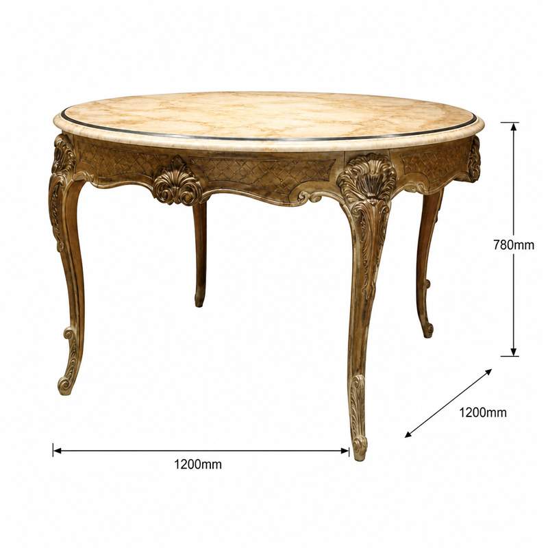 Versailles Gilded Marble-Top Round Dining Table | Luxury French Rococo Shell-Carved Pedestal Table - EKAR,EKAR FURNITURE CO.,LTD,Versailles Gilded Marble-Top Round Dining Table | Luxury French Rococo Shell-Carved Pedestal Table - EKAR,foshan furniture factory,custom Furniture factory,china furniture factory