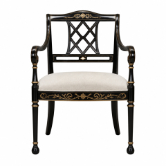 Ebony Filigree Lattice-Back Dining Armchair | Luxury Regency Black &amp; Gold Serpentine-Arm Seating - EKAR,EKAR FURNITURE CO.,LTD,Ebony Filigree Lattice-Back Dining Armchair | Luxury Regency Black &amp; Gold Serpentine-Arm Seating - EKAR,foshan furniture factory,custom Furniture factory,china furniture factory