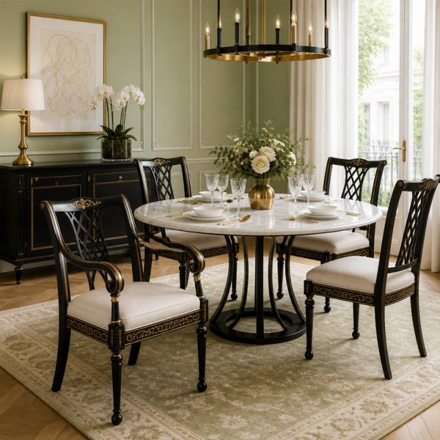 Ebony Filigree Lattice-Back Dining Armchair | Luxury Regency Black &amp; Gold Serpentine-Arm Seating - EKAR,EKAR FURNITURE CO.,LTD,Ebony Filigree Lattice-Back Dining Armchair | Luxury Regency Black &amp; Gold Serpentine-Arm Seating - EKAR,foshan furniture factory,custom Furniture factory,china furniture factory