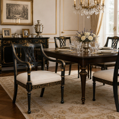 Ebony Filigree Lattice-Back Dining Armchair | Luxury Regency Black &amp; Gold Serpentine-Arm Seating - EKAR,EKAR FURNITURE CO.,LTD,Ebony Filigree Lattice-Back Dining Armchair | Luxury Regency Black &amp; Gold Serpentine-Arm Seating - EKAR,foshan furniture factory,custom Furniture factory,china furniture factory