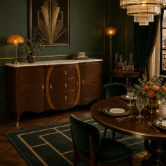 Solstice Sunburst Marble-Top Sideboard | Luxury Art Deco Bowed Buffet with Oval Inlay - EKAR FURNITURE,EKAR FURNITURE CO.,LTD,Solstice Sunburst Marble-Top Sideboard | Luxury Art Deco Bowed Buffet with Oval Inlay - EKAR FURNITURE,foshan furniture factory,custom Furniture factory,china furniture factory