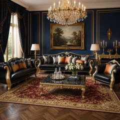 Palais Doré Black Tufted Camel-Back Sofa | Luxury Baroque Gilded Three-Seater with Shell Carving - EKAR,EKAR FURNITURE CO.,LTD,Palais Doré Black Tufted Camel-Back Sofa | Luxury Baroque Gilded Three-Seater with Shell Carving - EKAR,foshan furniture factory,custom Furniture factory,china furniture factory