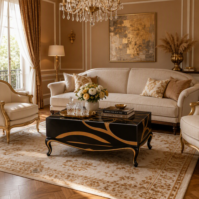 Gilded Vein Monolith Coffee Table | Luxury Black Lacquer &amp; Gold Inlay Statement Table - EKAR FURNITURE,EKAR FURNITURE CO.,LTD,Gilded Vein Monolith Coffee Table | Luxury Black Lacquer &amp; Gold Inlay Statement Table - EKAR FURNITURE,foshan furniture factory,custom Furniture factory,china furniture factory