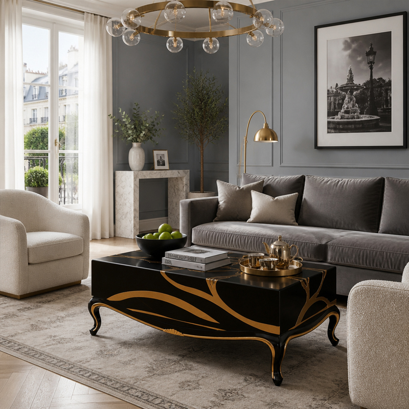 Gilded Vein Monolith Coffee Table | Luxury Black Lacquer &amp; Gold Inlay Statement Table - EKAR FURNITURE,EKAR FURNITURE CO.,LTD,Gilded Vein Monolith Coffee Table | Luxury Black Lacquer &amp; Gold Inlay Statement Table - EKAR FURNITURE,foshan furniture factory,custom Furniture factory,china furniture factory