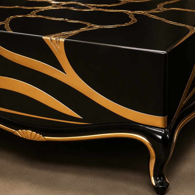 Gilded Vein Monolith Coffee Table | Luxury Black Lacquer &amp; Gold Inlay Statement Table - EKAR FURNITURE,EKAR FURNITURE CO.,LTD,Gilded Vein Monolith Coffee Table | Luxury Black Lacquer &amp; Gold Inlay Statement Table - EKAR FURNITURE,foshan furniture factory,custom Furniture factory,china furniture factory