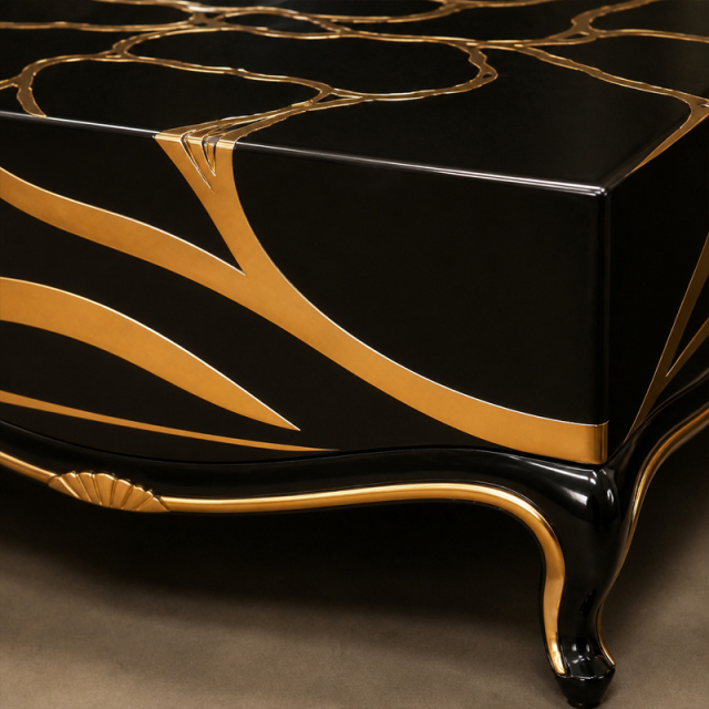 Gilded Vein Monolith Coffee Table | Luxury Black Lacquer &amp; Gold Inlay Statement Table - EKAR FURNITURE,EKAR FURNITURE CO.,LTD,Gilded Vein Monolith Coffee Table | Luxury Black Lacquer &amp; Gold Inlay Statement Table - EKAR FURNITURE,foshan furniture factory,custom Furniture factory,china furniture factory
