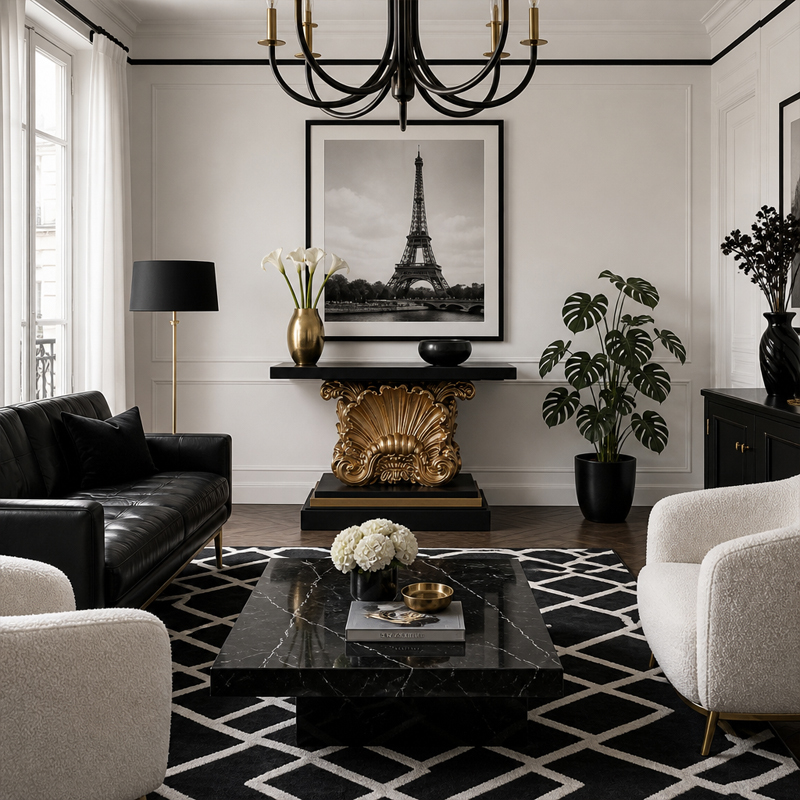 Rocaille D'Or Shell-Carved Entry Console Table | Luxury Baroque Black &amp; Gold Pedestal Table - EKAR,MY SHOP,Rocaille D'Or Shell-Carved Entry Console Table | Luxury Baroque Black &amp; Gold Pedestal Table - EKAR,foshan furniture factory,custom Furniture factory,china furniture factory