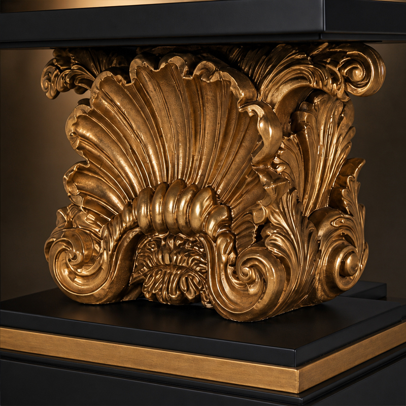 Rocaille D'Or Shell-Carved Entry Console Table | Luxury Baroque Black &amp; Gold Pedestal Table - EKAR,MY SHOP,Rocaille D'Or Shell-Carved Entry Console Table | Luxury Baroque Black &amp; Gold Pedestal Table - EKAR,foshan furniture factory,custom Furniture factory,china furniture factory