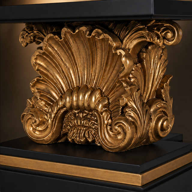 Rocaille D'Or Shell-Carved Entry Console Table | Luxury Baroque Black &amp; Gold Pedestal Table - EKAR,MY SHOP,Rocaille D'Or Shell-Carved Entry Console Table | Luxury Baroque Black &amp; Gold Pedestal Table - EKAR,foshan furniture factory,custom Furniture factory,china furniture factory