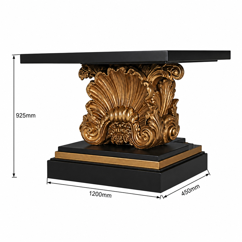 Rocaille D'Or Shell-Carved Entry Console Table | Luxury Baroque Black &amp; Gold Pedestal Table - EKAR,MY SHOP,Rocaille D'Or Shell-Carved Entry Console Table | Luxury Baroque Black &amp; Gold Pedestal Table - EKAR,foshan furniture factory,custom Furniture factory,china furniture factory