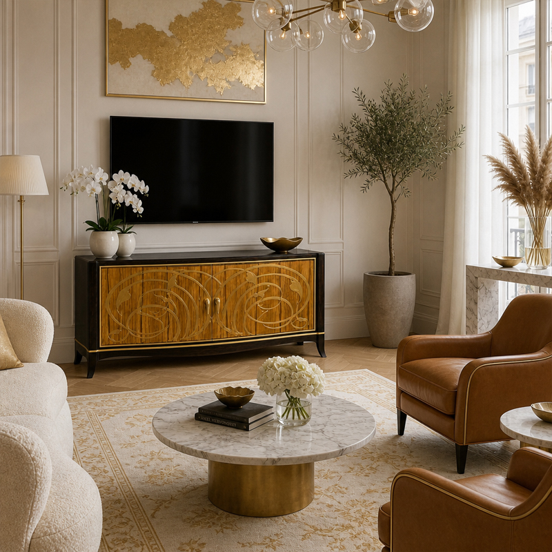 Whiplash D'Or Bow-Front Media Cabinet | Luxury Art Nouveau Ebony TV Stand with Gilded Scrollwork - EKAR,MY SHOP,Whiplash D'Or Bow-Front Media Cabinet | Luxury Art Nouveau Ebony TV Stand with Gilded Scrollwork - EKAR,foshan furniture factory,custom Furniture factory,china furniture factory