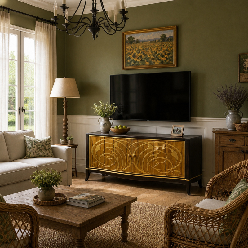Whiplash D'Or Bow-Front Media Cabinet | Luxury Art Nouveau Ebony TV Stand with Gilded Scrollwork - EKAR,MY SHOP,Whiplash D'Or Bow-Front Media Cabinet | Luxury Art Nouveau Ebony TV Stand with Gilded Scrollwork - EKAR,foshan furniture factory,custom Furniture factory,china furniture factory