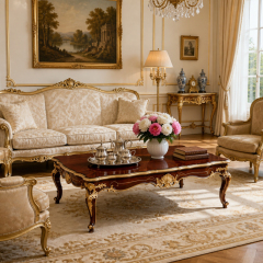 Rocaille Radiance Sunburst Coffee Table | Luxury Rococo Gilded Scalloped Table with Shell Carving - EKAR,EKAR FURNITURE CO.,LTD,Rocaille Radiance Sunburst Coffee Table | Luxury Rococo Gilded Scalloped Table with Shell Carving - EKAR,foshan furniture factory,custom Furniture factory,china furniture factory