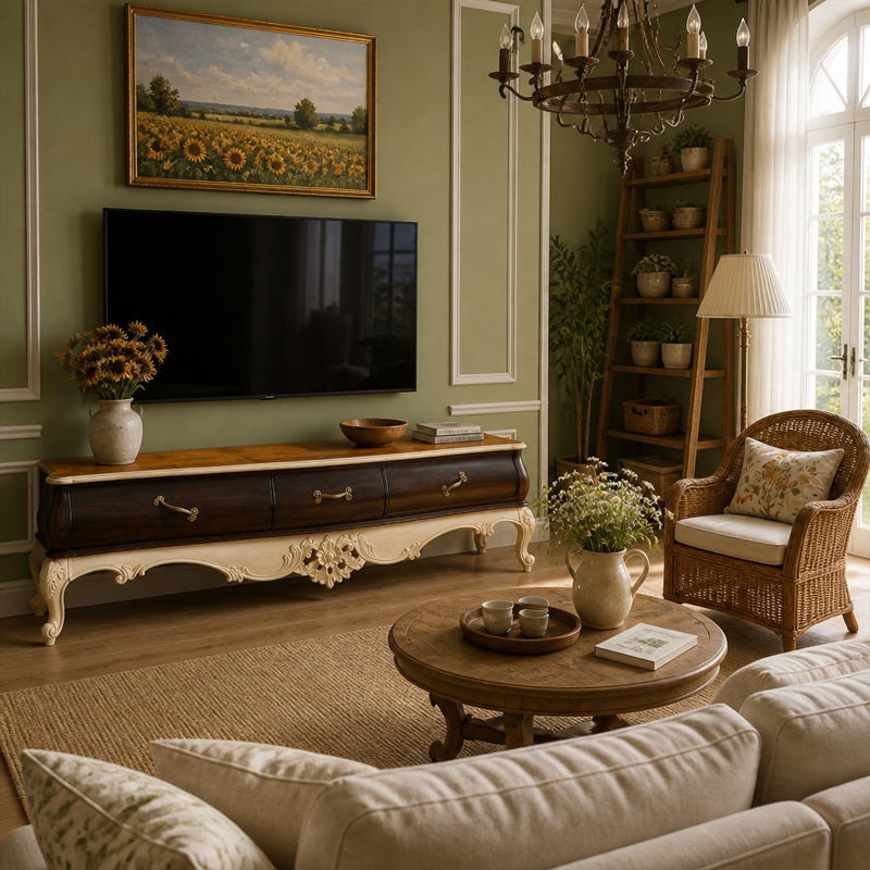 Sérénade Crème Floral Medallion TV Console | Luxury Baroque Antique-Finish Media Cabinet - EKAR FURNITURE,EKAR FURNITURE CO.,LTD,Sérénade Crème Floral Medallion TV Console | Luxury Baroque Antique-Finish Media Cabinet - EKAR FURNITURE,foshan furniture factory,custom Furniture factory,china furniture factory