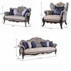 Ciel d'Argent Triple-Arched Tufted Sofa | Luxury Neoclassical Silver-Grey Sofa with Gold Crest - EKAR,EKAR FURNITURE CO.,LTD,Ciel d'Argent Triple-Arched Tufted Sofa | Luxury Neoclassical Silver-Grey Sofa with Gold Crest - EKAR,foshan furniture factory,custom Furniture factory,china furniture factory