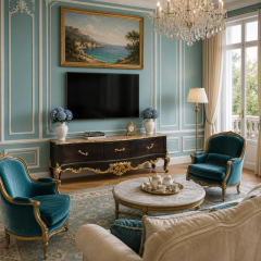 Rocaille Noir Gilded Three-Drawer Media Console | Luxury Baroque Bow-Front TV Cabinet with Marble Top,EKAR FURNITURE CO.,LTD,Rocaille Noir Gilded Three-Drawer Media Console | Luxury Baroque Bow-Front TV Cabinet with Marble Top,foshan furniture factory,custom Furniture factory,china furniture factory