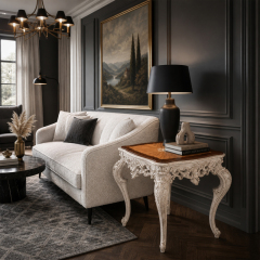 Alba Distressed Sunburst Accent Table | Luxury Rococo Antiqued End Table with Pierced Carving - EKAR,EKAR FURNITURE CO.,LTD,Alba Distressed Sunburst Accent Table | Luxury Rococo Antiqued End Table with Pierced Carving - EKAR,foshan furniture factory,custom Furniture factory,china furniture factory
