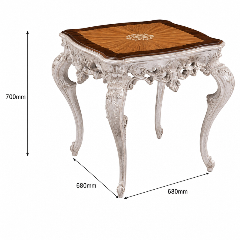 Alba Distressed Sunburst Accent Table | Luxury Rococo Antiqued End Table with Pierced Carving - EKAR,EKAR FURNITURE CO.,LTD,Alba Distressed Sunburst Accent Table | Luxury Rococo Antiqued End Table with Pierced Carving - EKAR,foshan furniture factory,custom Furniture factory,china furniture factory