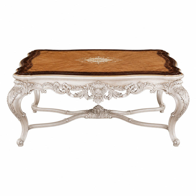 Ivoire Lumière Burl-Wood Coffee Table | Luxury Baroque Ivory Scalloped Table with Pierced Apron - EKAR,EKAR FURNITURE CO.,LTD,Ivoire Lumière Burl-Wood Coffee Table | Luxury Baroque Ivory Scalloped Table with Pierced Apron - EKAR,foshan furniture factory,custom Furniture factory,china furniture factory