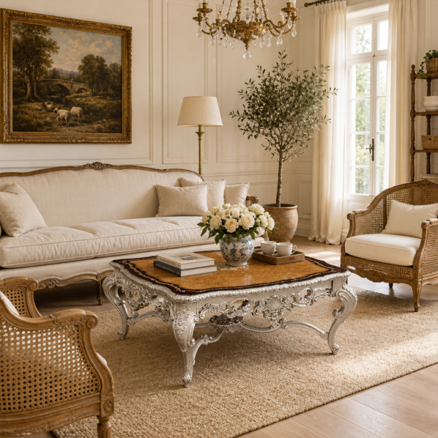Ivoire Lumière Burl-Wood Coffee Table | Luxury Baroque Ivory Scalloped Table with Pierced Apron - EKAR,EKAR FURNITURE CO.,LTD,Ivoire Lumière Burl-Wood Coffee Table | Luxury Baroque Ivory Scalloped Table with Pierced Apron - EKAR,foshan furniture factory,custom Furniture factory,china furniture factory