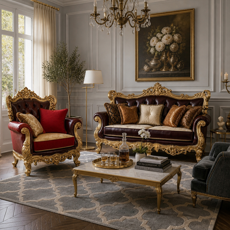 Bourgogne Crème Triple-Arched Leather Sofa | Luxury Victorian Gilded Frame Tufted Sofa - EKAR FURNITURE,EKAR FURNITURE CO.,LTD,Bourgogne Crème Triple-Arched Leather Sofa | Luxury Victorian Gilded Frame Tufted Sofa - EKAR FURNITURE,foshan furniture factory,custom Furniture factory,china furniture factory