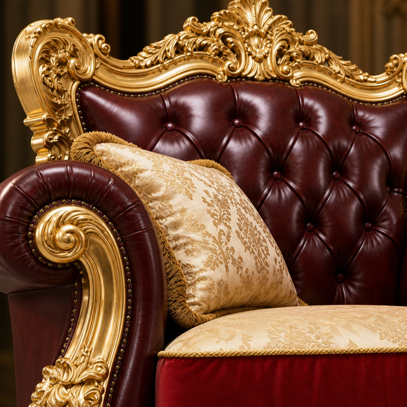 Bourgogne Crème Triple-Arched Leather Sofa | Luxury Victorian Gilded Frame Tufted Sofa - EKAR FURNITURE,EKAR FURNITURE CO.,LTD,Bourgogne Crème Triple-Arched Leather Sofa | Luxury Victorian Gilded Frame Tufted Sofa - EKAR FURNITURE,foshan furniture factory,custom Furniture factory,china furniture factory