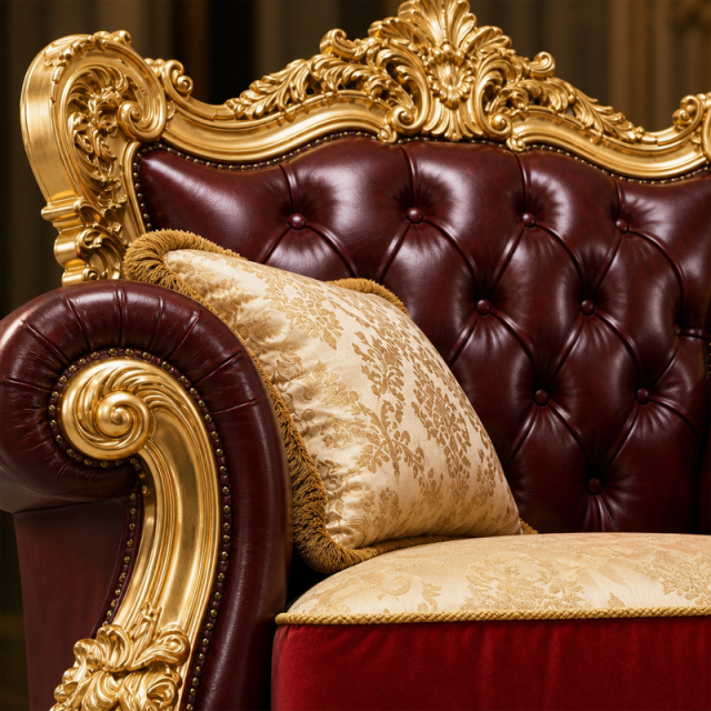 Bourgogne Crème Triple-Arched Leather Sofa | Luxury Victorian Gilded Frame Tufted Sofa - EKAR FURNITURE,EKAR FURNITURE CO.,LTD,Bourgogne Crème Triple-Arched Leather Sofa | Luxury Victorian Gilded Frame Tufted Sofa - EKAR FURNITURE,foshan furniture factory,custom Furniture factory,china furniture factory
