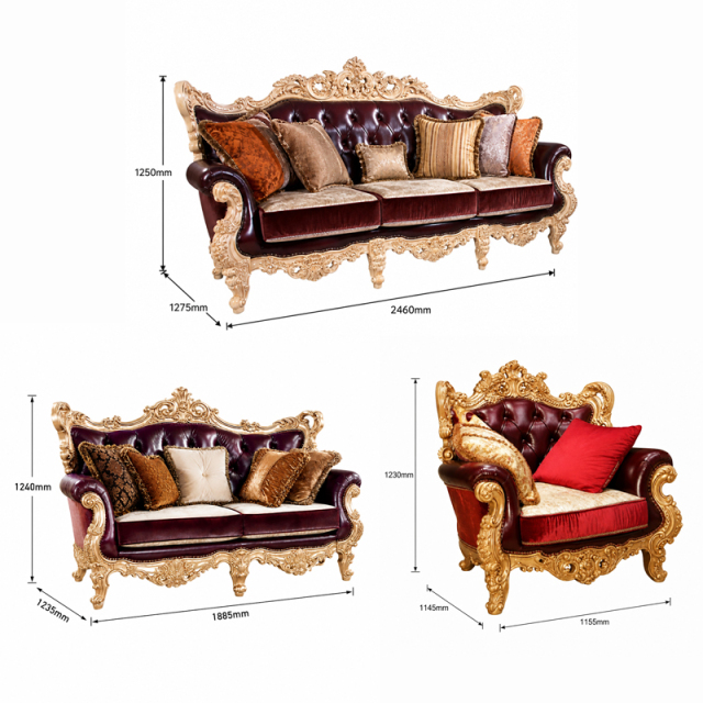 Bourgogne Crème Triple-Arched Leather Sofa | Luxury Victorian Gilded Frame Tufted Sofa - EKAR FURNITURE,EKAR FURNITURE CO.,LTD,Bourgogne Crème Triple-Arched Leather Sofa | Luxury Victorian Gilded Frame Tufted Sofa - EKAR FURNITURE,foshan furniture factory,custom Furniture factory,china furniture factory
