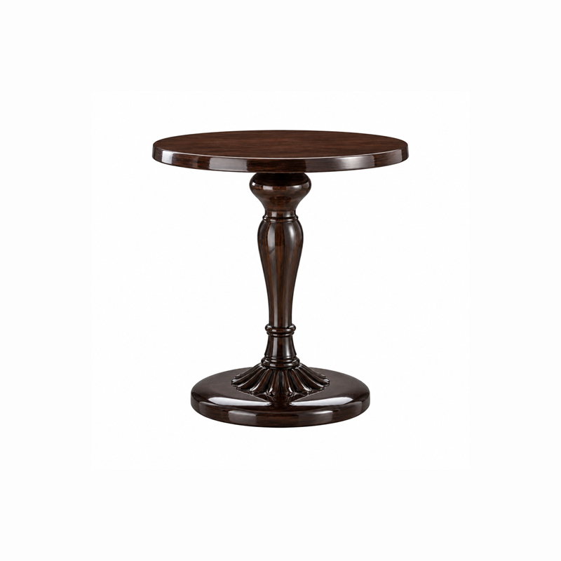 Ebene Spindle Pedestal Side Table | Luxury Classical Gloss Round Accent Table with Fluted Base - EKAR,EKAR FURNITURE CO.,LTD,Ebene Spindle Pedestal Side Table | Luxury Classical Gloss Round Accent Table with Fluted Base - EKAR,foshan furniture factory,custom Furniture factory,china furniture factory