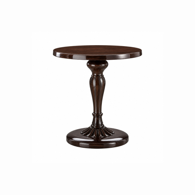 Ebene Spindle Pedestal Side Table | Luxury Classical Gloss Round Accent Table with Fluted Base - EKAR,EKAR FURNITURE CO.,LTD,Ebene Spindle Pedestal Side Table | Luxury Classical Gloss Round Accent Table with Fluted Base - EKAR,foshan furniture factory,custom Furniture factory,china furniture factory