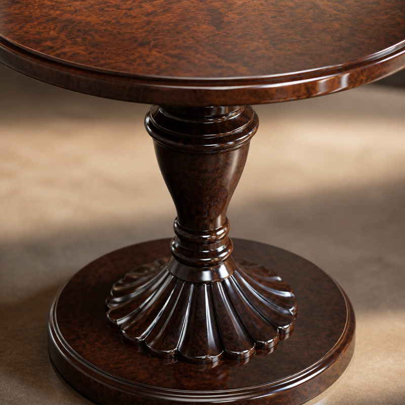 Ebene Spindle Pedestal Side Table | Luxury Classical Gloss Round Accent Table with Fluted Base - EKAR,EKAR FURNITURE CO.,LTD,Ebene Spindle Pedestal Side Table | Luxury Classical Gloss Round Accent Table with Fluted Base - EKAR,foshan furniture factory,custom Furniture factory,china furniture factory
