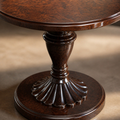 Ebene Spindle Pedestal Side Table | Luxury Classical Gloss Round Accent Table with Fluted Base - EKAR,EKAR FURNITURE CO.,LTD,Ebene Spindle Pedestal Side Table | Luxury Classical Gloss Round Accent Table with Fluted Base - EKAR,foshan furniture factory,custom Furniture factory,china furniture factory
