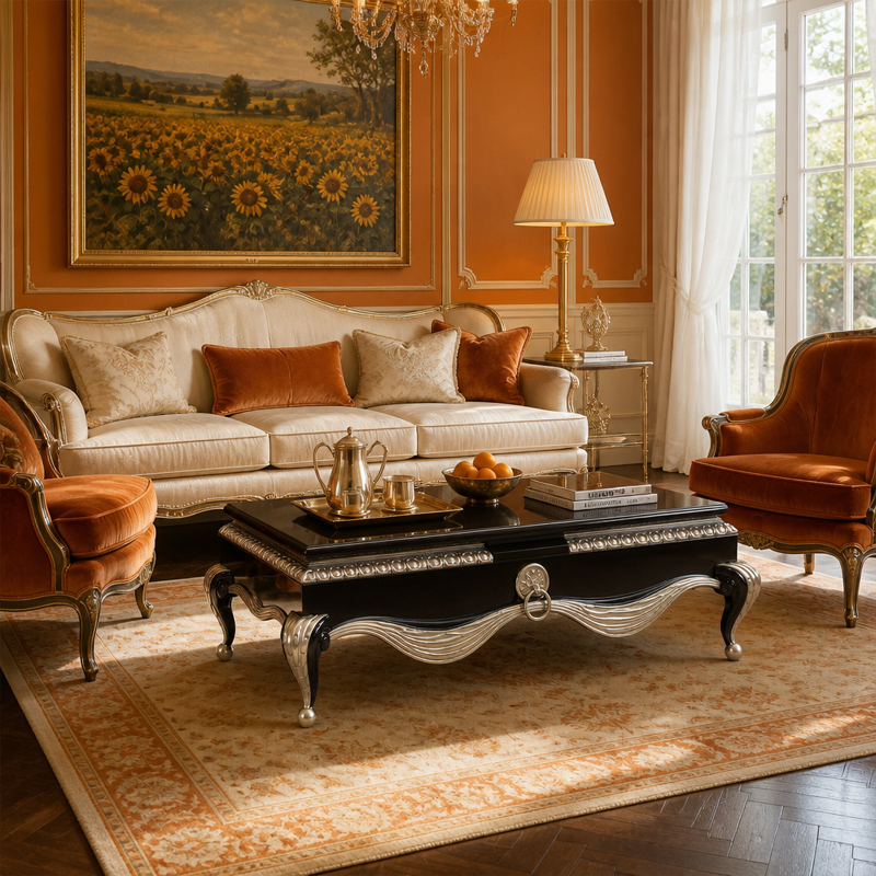 Noir Argent Draped Swag Coffee Table | Luxury Neoclassical Black &amp; Silver Table with Ring Pull - EKAR,EKAR FURNITURE CO.,LTD,Noir Argent Draped Swag Coffee Table | Luxury Neoclassical Black &amp; Silver Table with Ring Pull - EKAR,foshan furniture factory,custom Furniture factory,china furniture factory