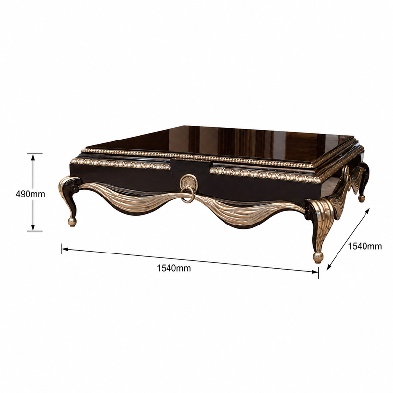 Noir Argent Draped Swag Coffee Table | Luxury Neoclassical Black &amp; Silver Table with Ring Pull - EKAR,EKAR FURNITURE CO.,LTD,Noir Argent Draped Swag Coffee Table | Luxury Neoclassical Black &amp; Silver Table with Ring Pull - EKAR,foshan furniture factory,custom Furniture factory,china furniture factory