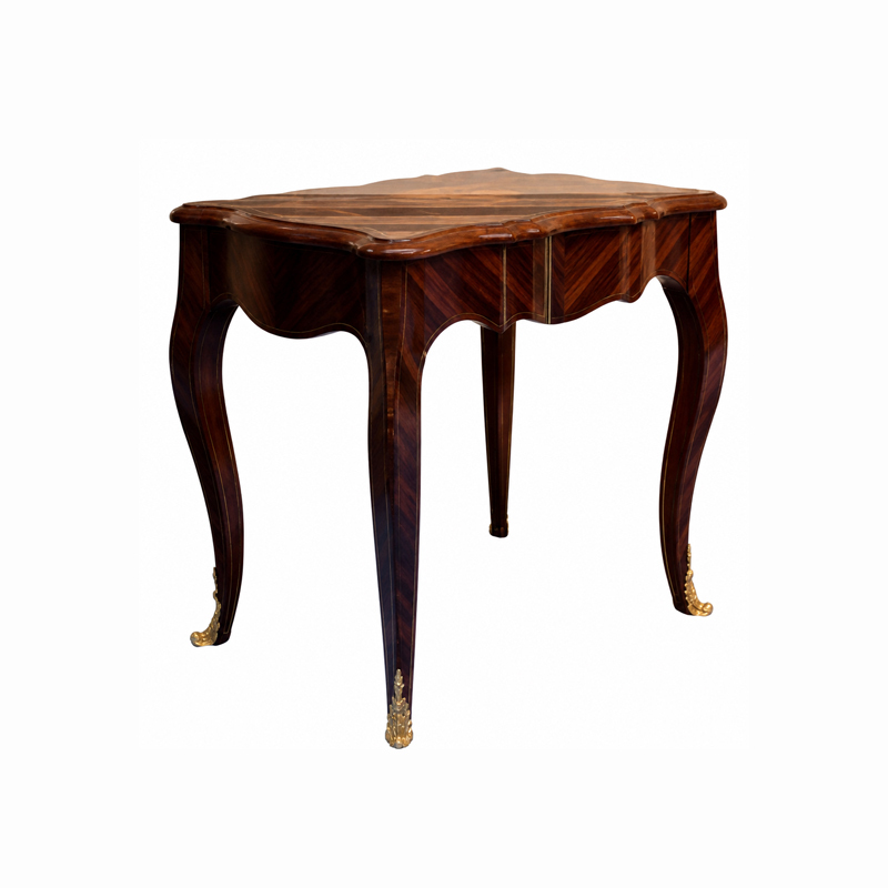 Midi Chevron Parquetry End Table | Luxury French Provincial Accent Table with Golden Sabots - EKAR,EKAR FURNITURE CO.,LTD,Midi Chevron Parquetry End Table | Luxury French Provincial Accent Table with Golden Sabots - EKAR,foshan furniture factory,custom Furniture factory,china furniture factory